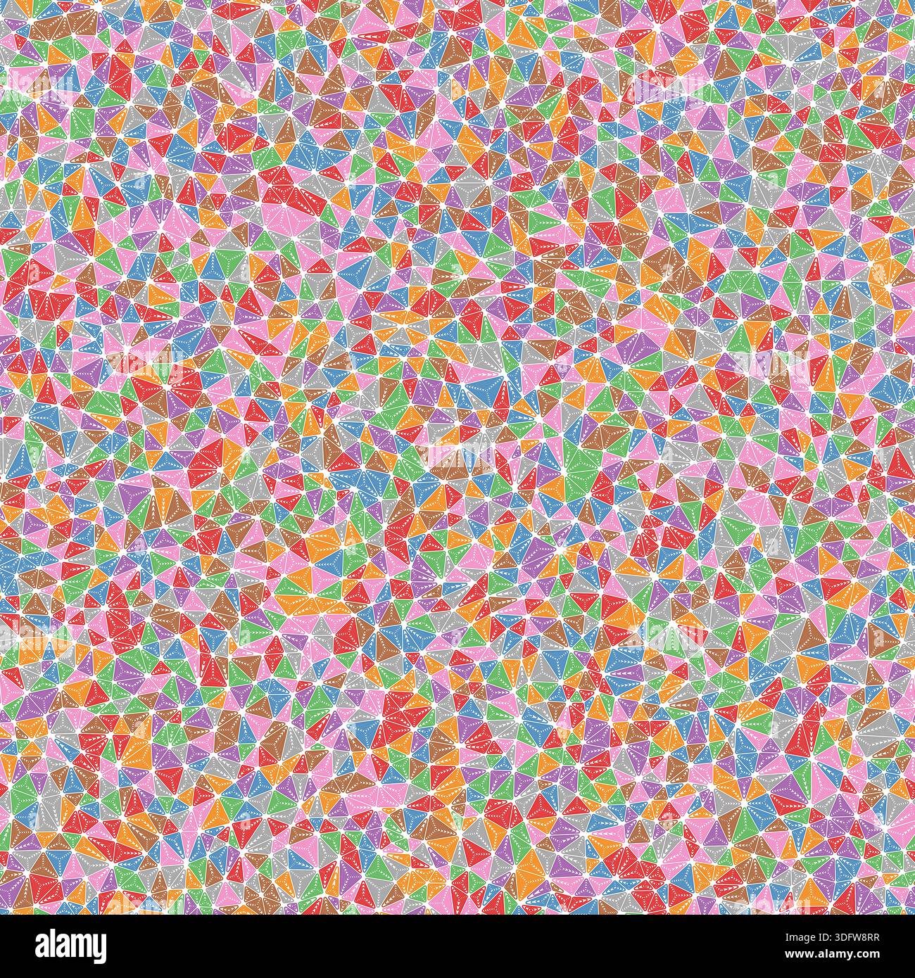 Abstract vector background. Tiny shape size. Multiple repeated inner triangles. Multiple colors style. Repeatable pattern. Classy vector tiles. Stock Vector