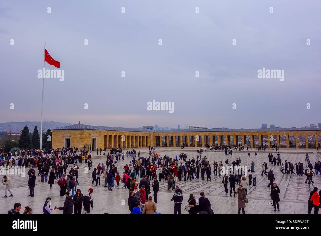 People at the Mausoleum of Mustafa Kemal Ataturk in Ankara, Turkey - Stock Image