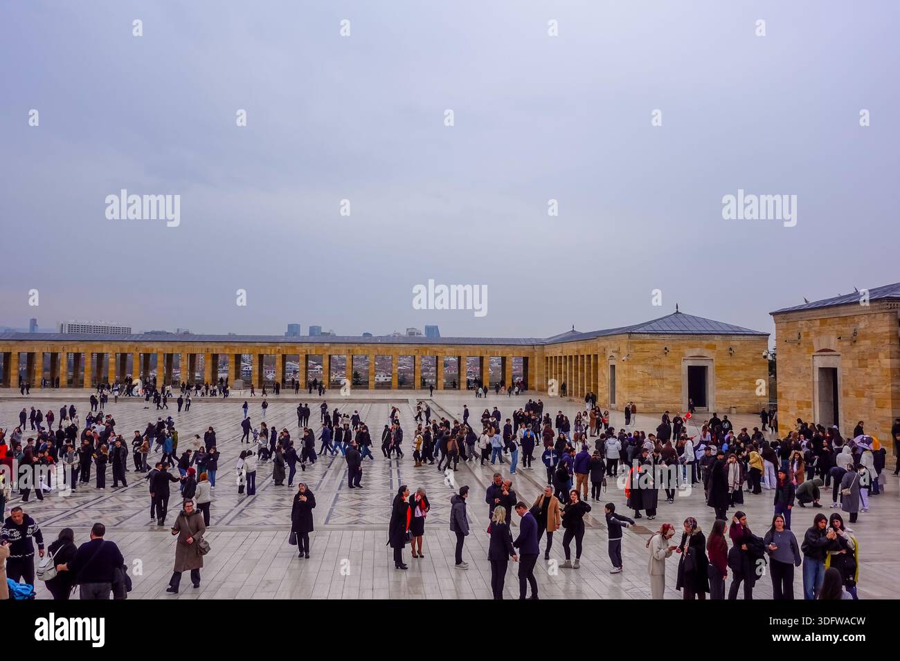 People at the Mausoleum of Mustafa Kemal Ataturk in Ankara, Turkey - Stock Image