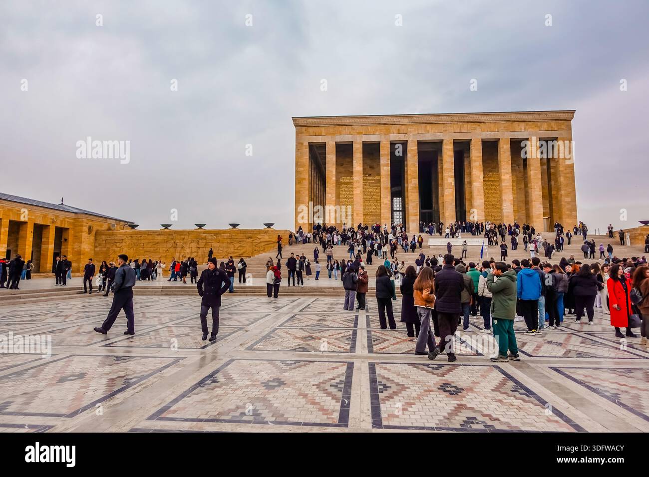 People at the Mausoleum of Mustafa Kemal Ataturk in Ankara, Turkey - Stock Image