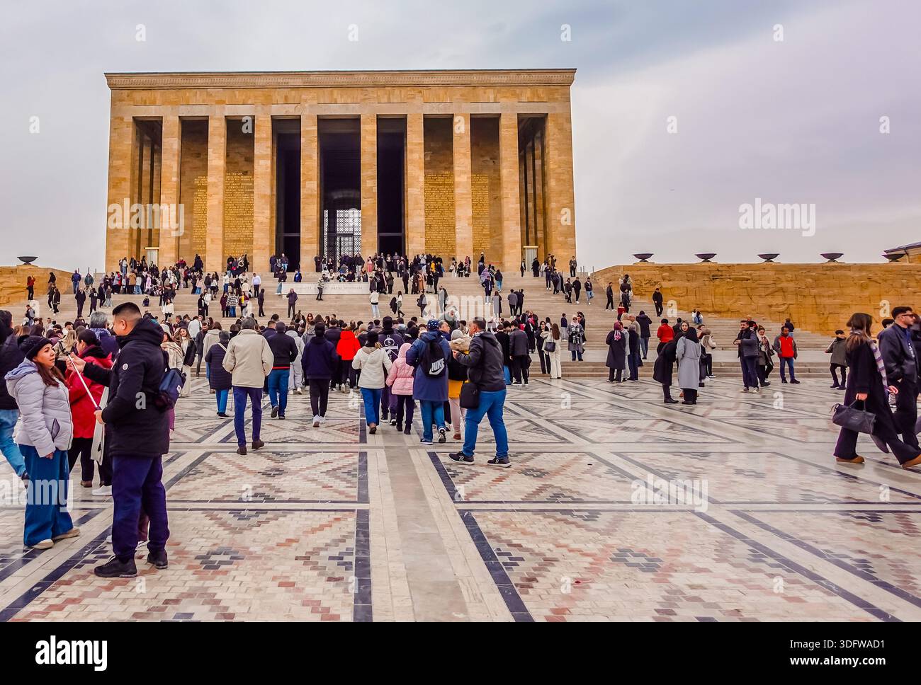 People at the Mausoleum of Mustafa Kemal Ataturk in Ankara, Turkey - Stock Image