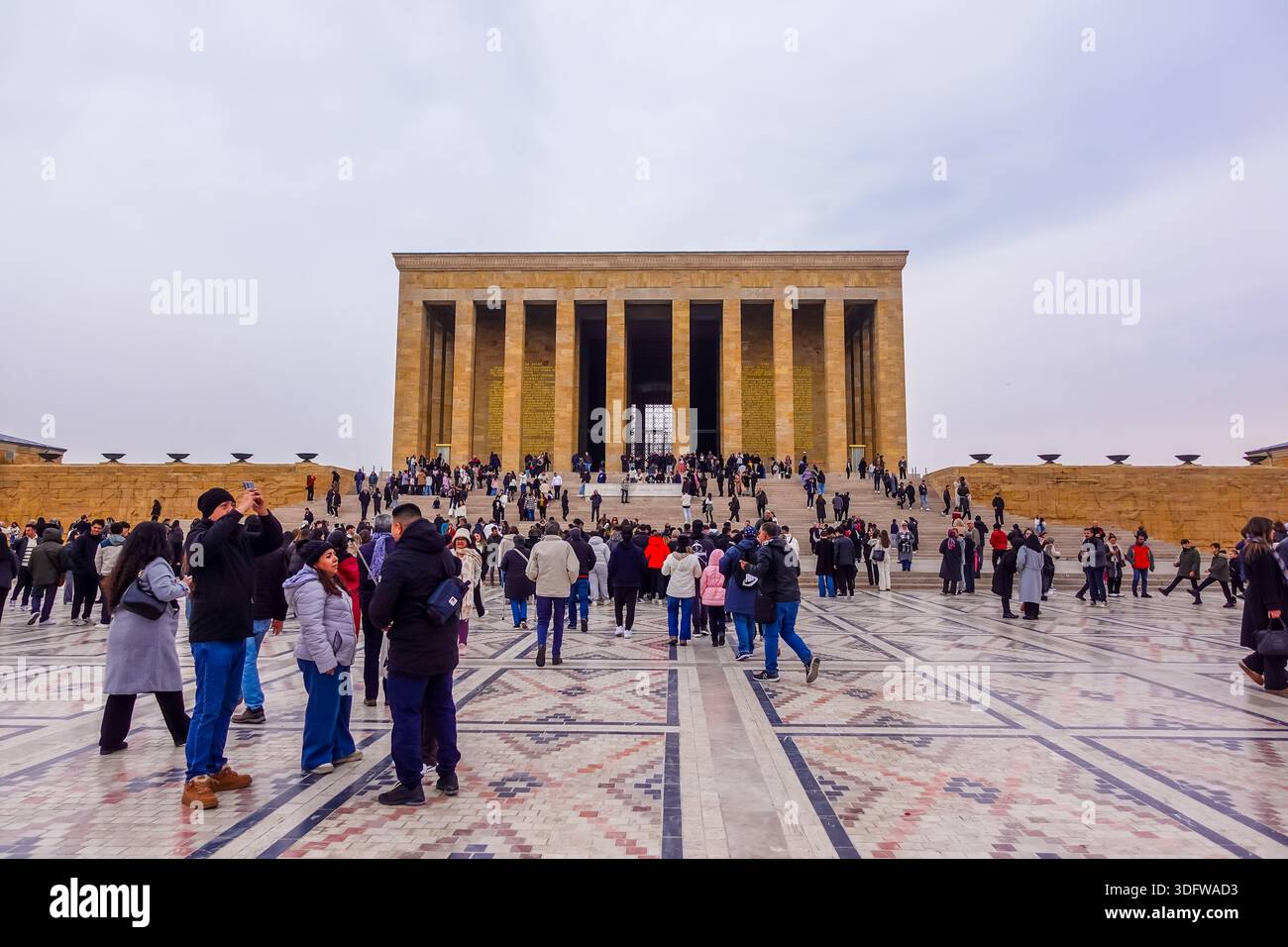 People at the Mausoleum of Mustafa Kemal Ataturk in Ankara, Turkey - Stock Image