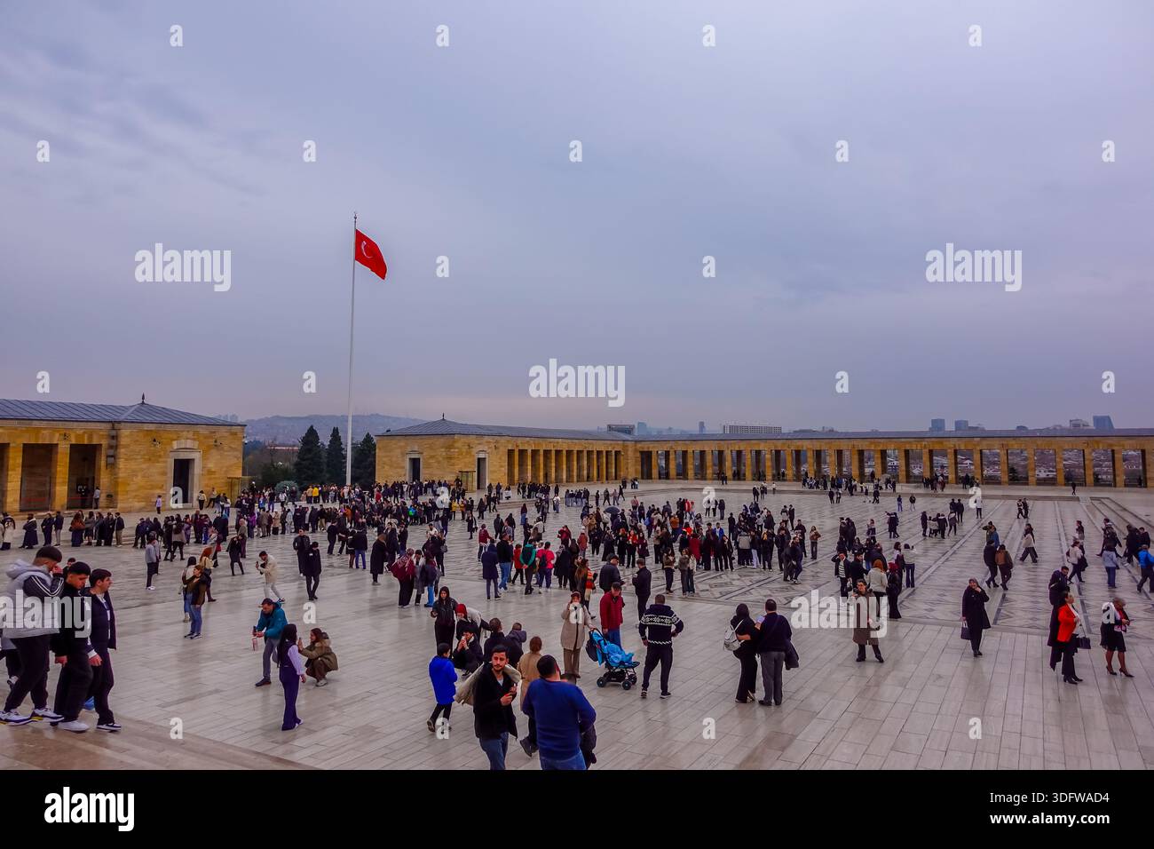 People at the Mausoleum of Mustafa Kemal Ataturk in Ankara, Turkey - Stock Image