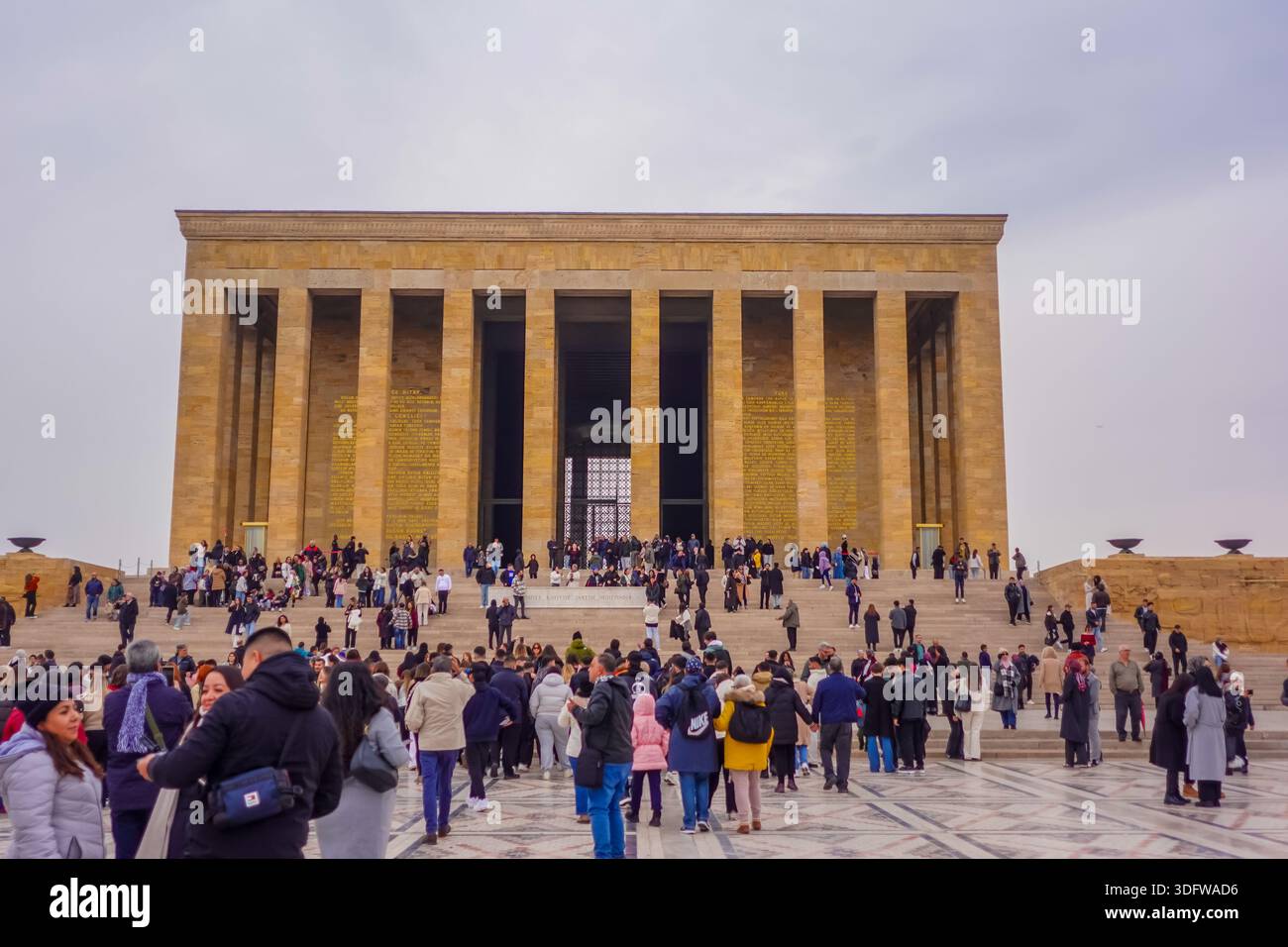 People at the Mausoleum of Mustafa Kemal Ataturk in Ankara, Turkey - Stock Image