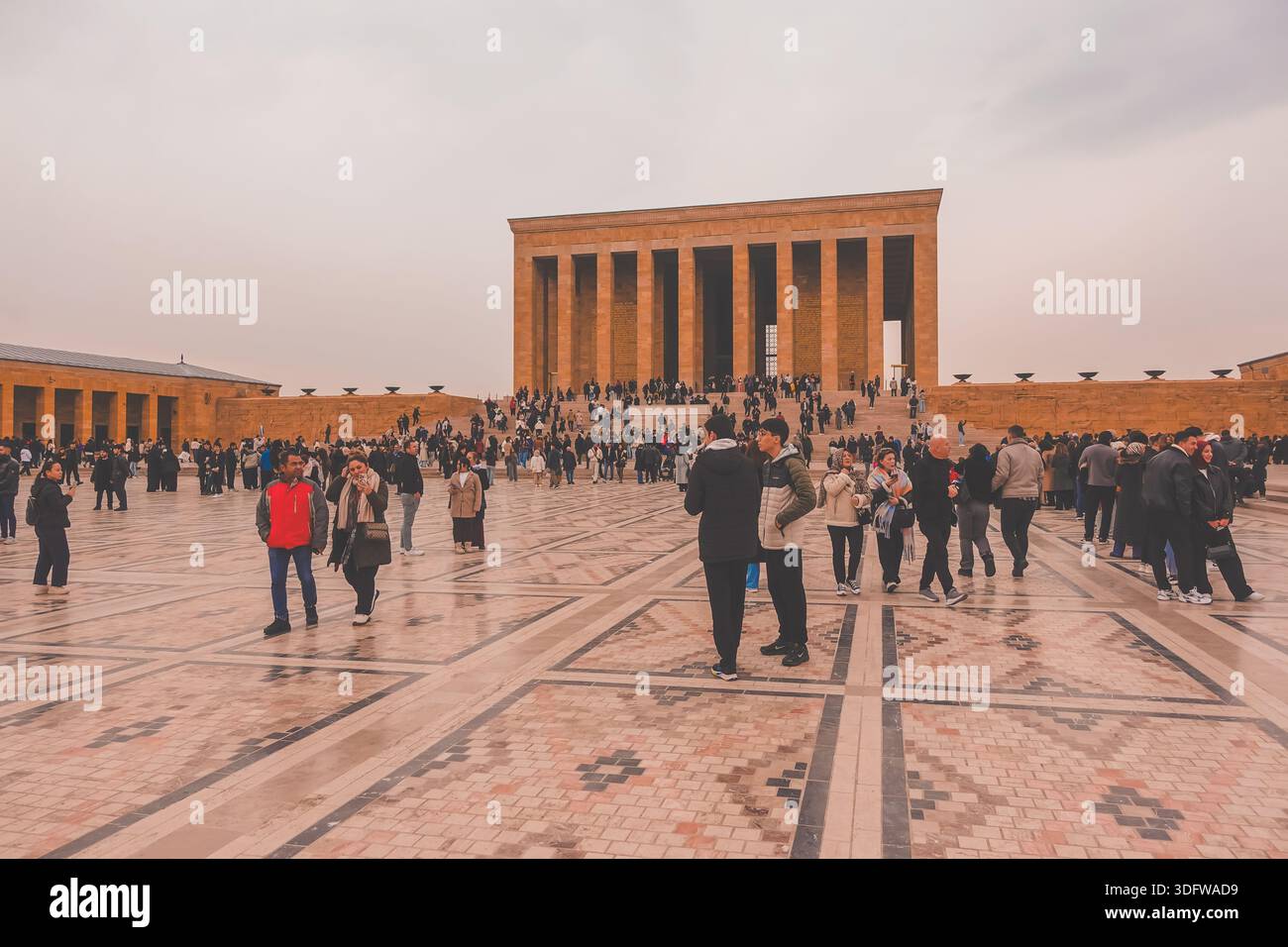 People at the Mausoleum of Mustafa Kemal Ataturk in Ankara, Turkey - Stock Image