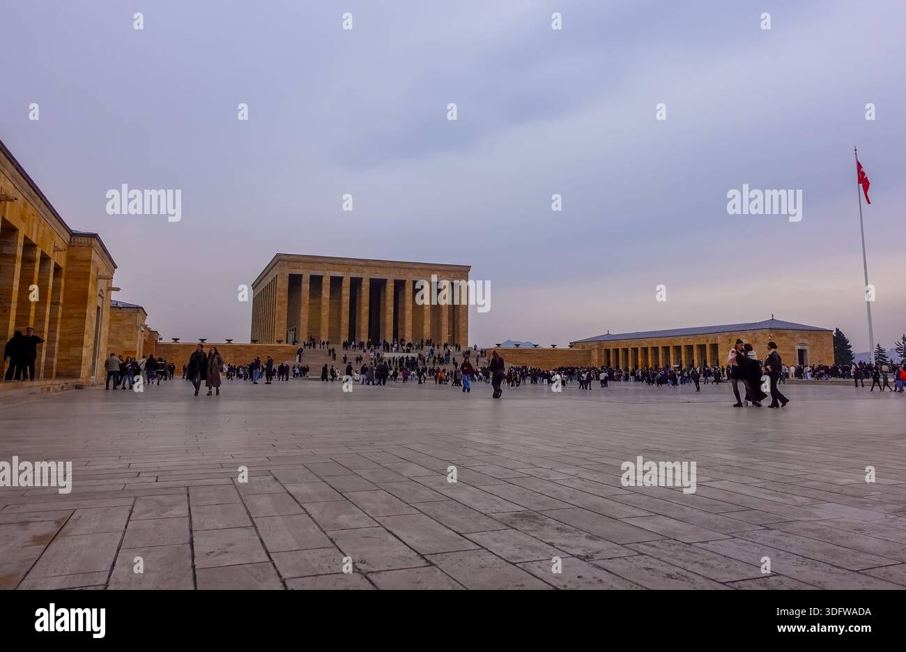 People at the Mausoleum of Mustafa Kemal Ataturk in Ankara, Turkey - Stock Image
