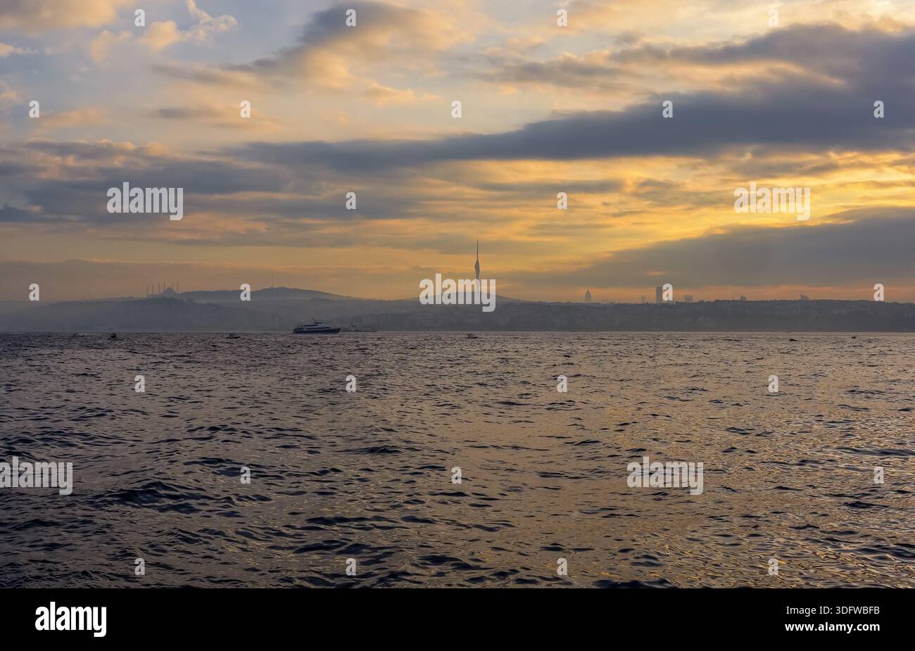 Sunrise on the Bosporus in Istanbul, Turkey - Stock Image
