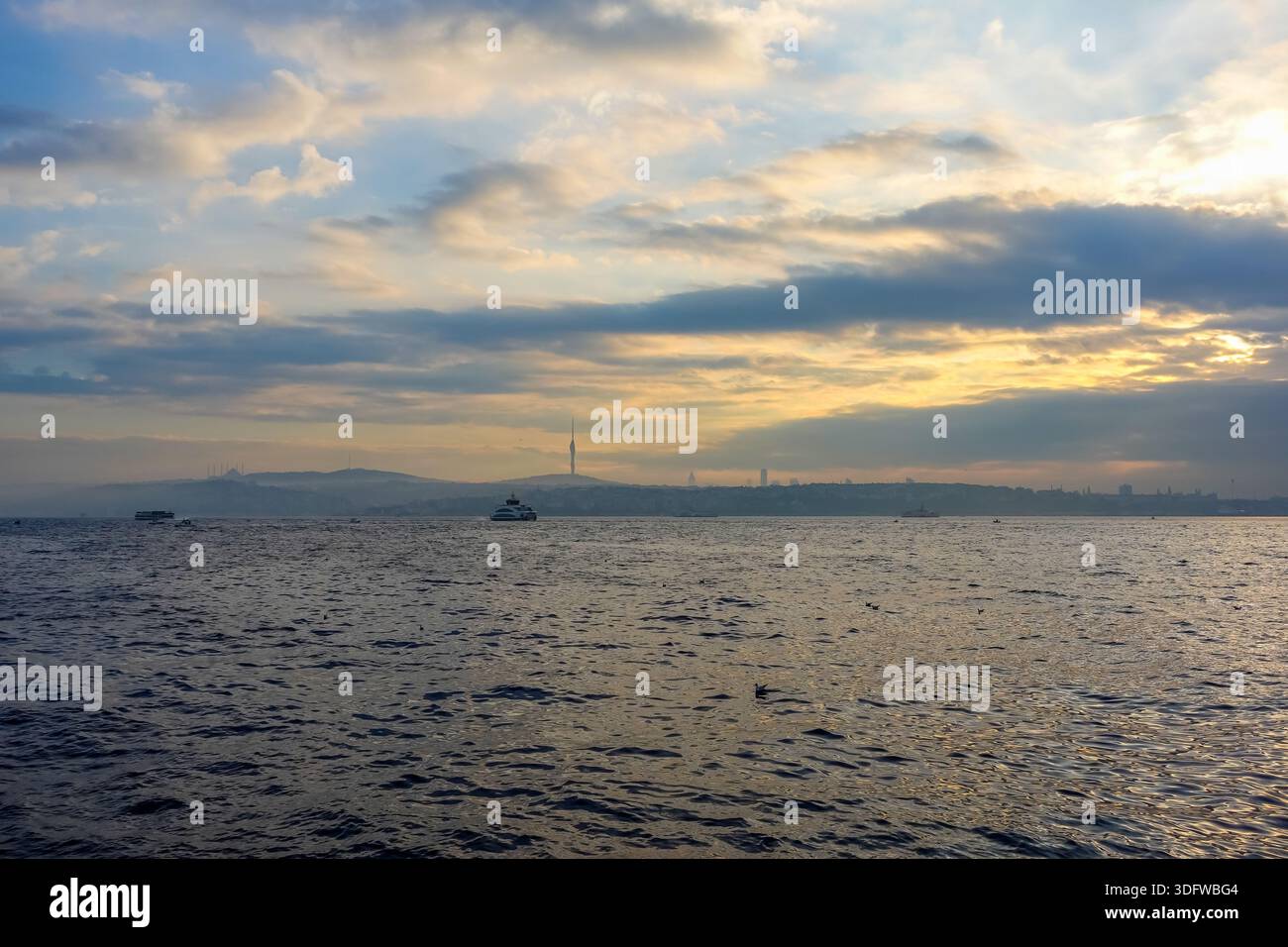 Sunrise on the Bosporus in Istanbul, Turkey - Stock Image