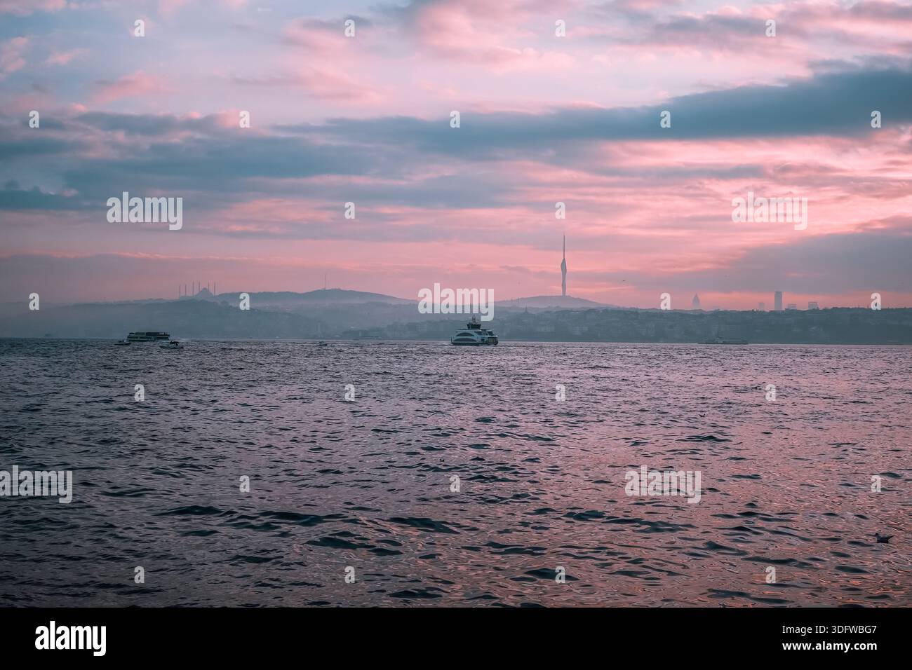 Sunrise on the Bosporus in Istanbul, Turkey - Stock Image