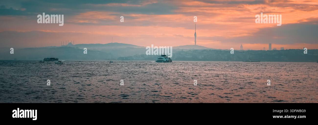 Sunrise on the Bosporus in Istanbul, Turkey - Stock Image