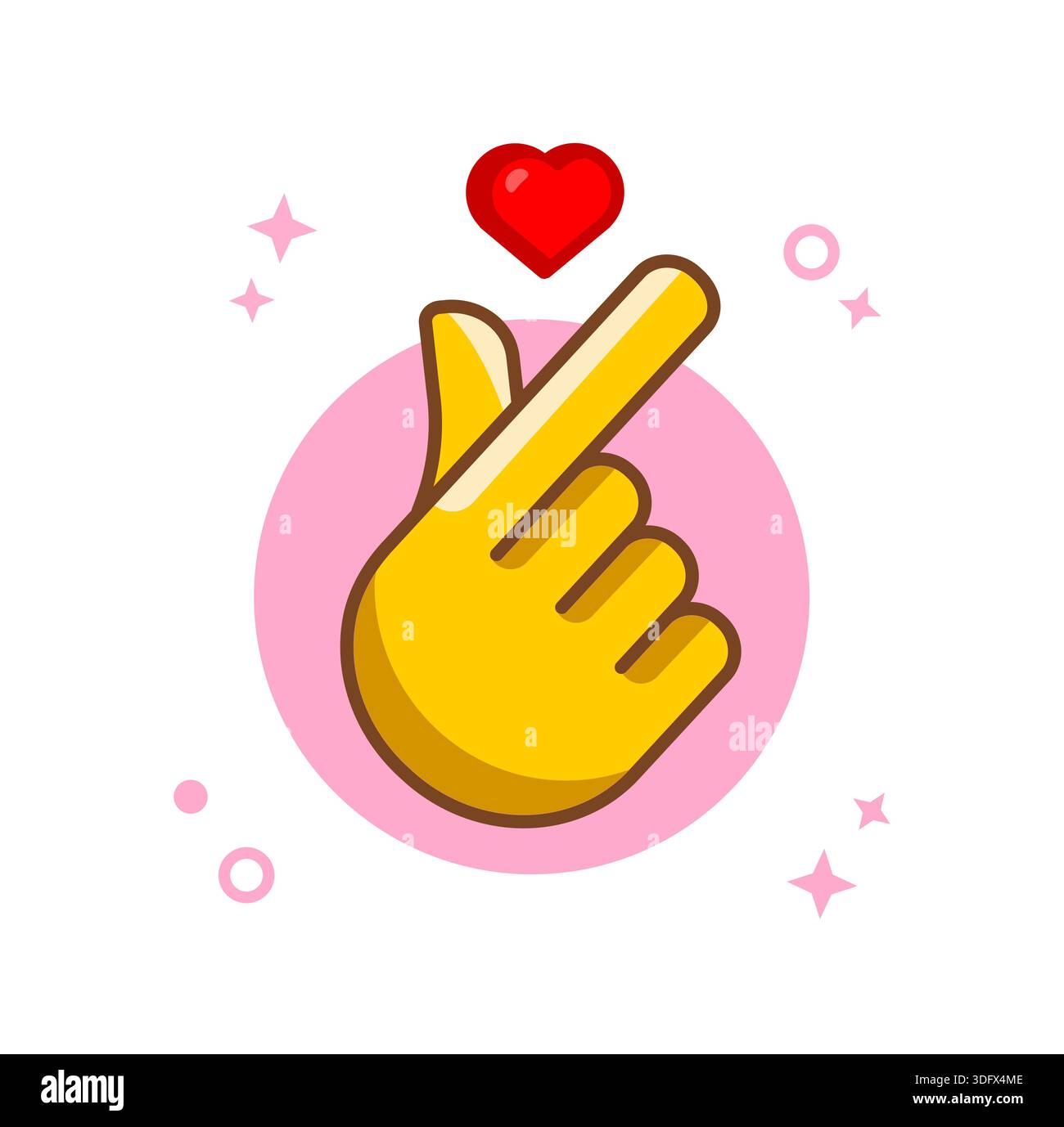 Cute Korean Finger Heart Gesture with Red Heart Icon Vector ...