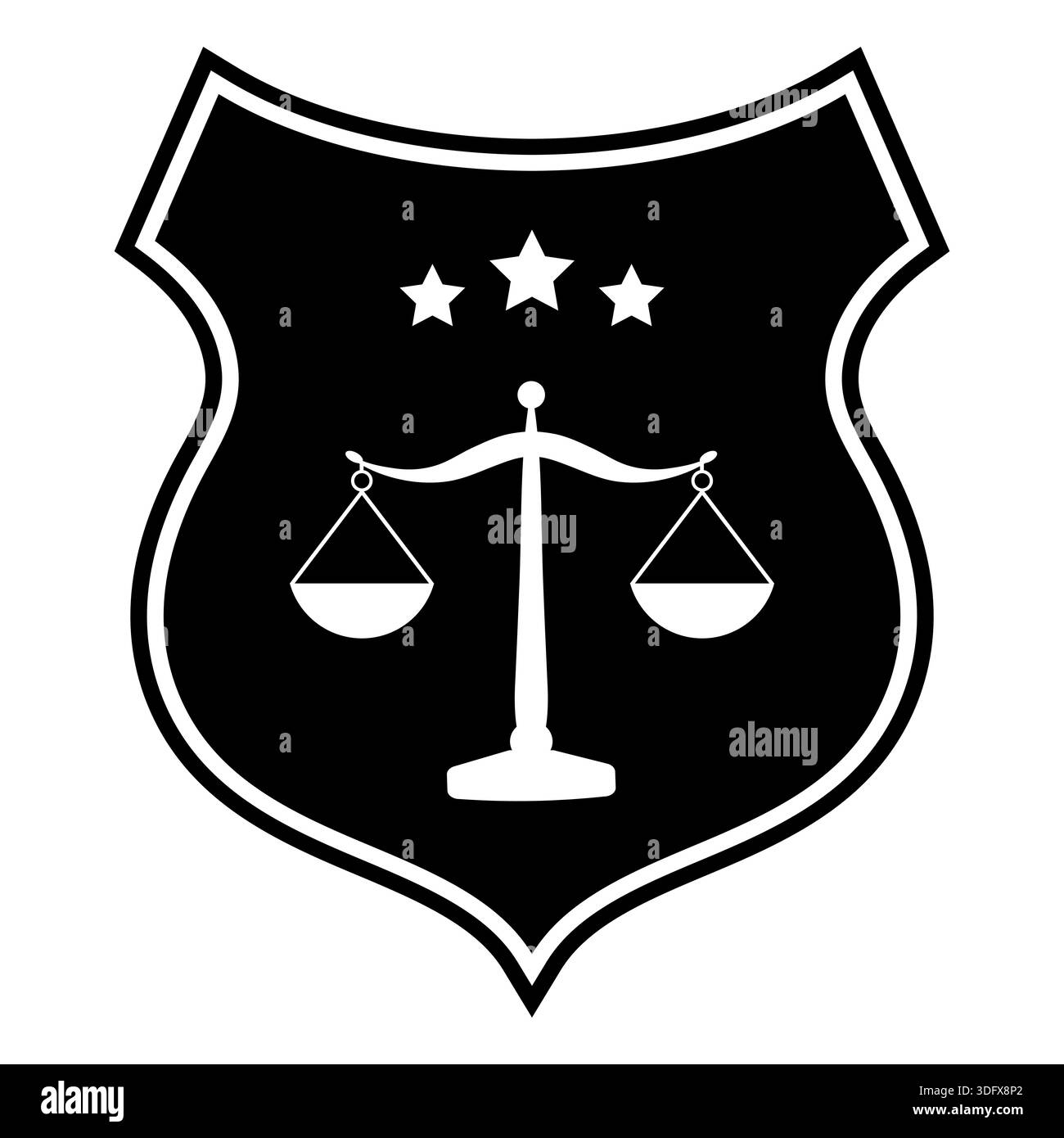 Illustration of the scales of justice and the stars on the shield Stock ...