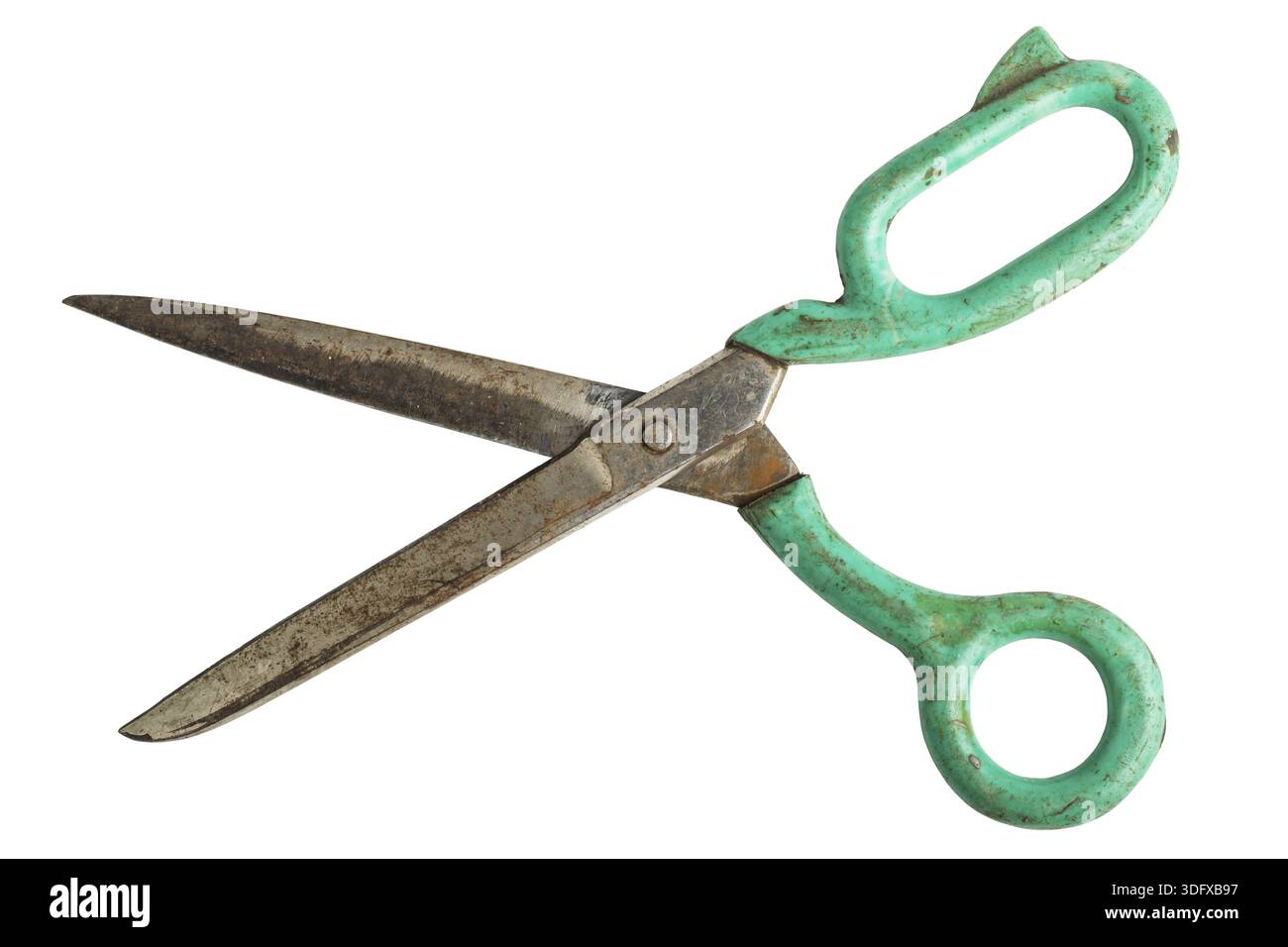 Old rusty tailor scissors isolated on white background Stock Photo