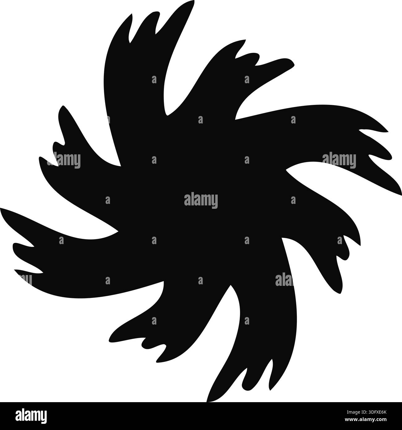 Six Point Rounded Shape Filled geometric shape forming a whirlpool with a mix of pointed curves ...
