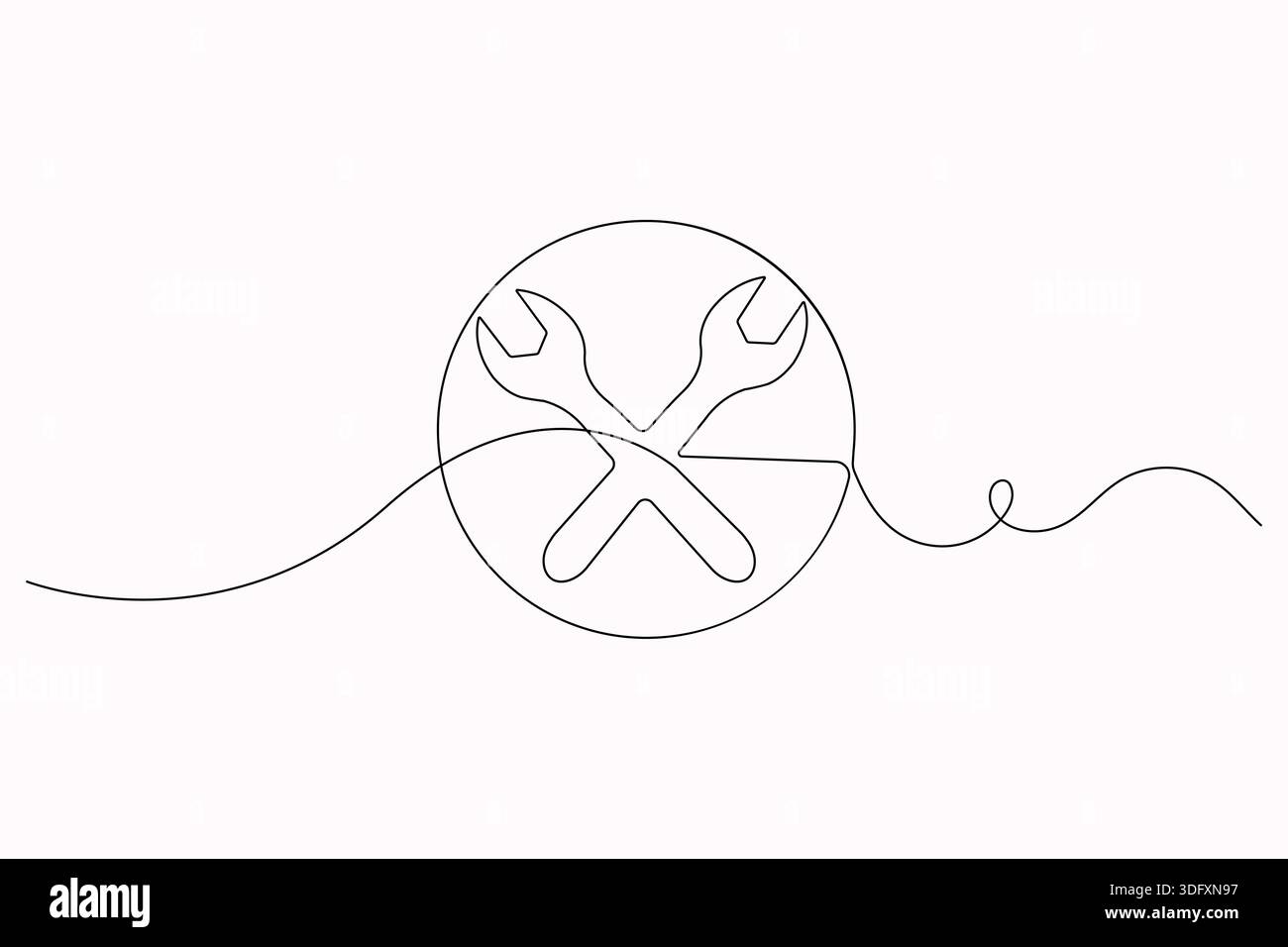 Wrench and screwdriver continuous single line art Stock Vector