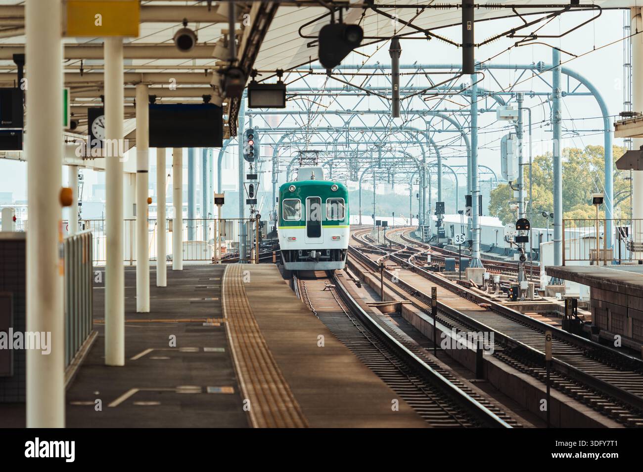 Electric railway iconic train with intricate metal structure and multi ...
