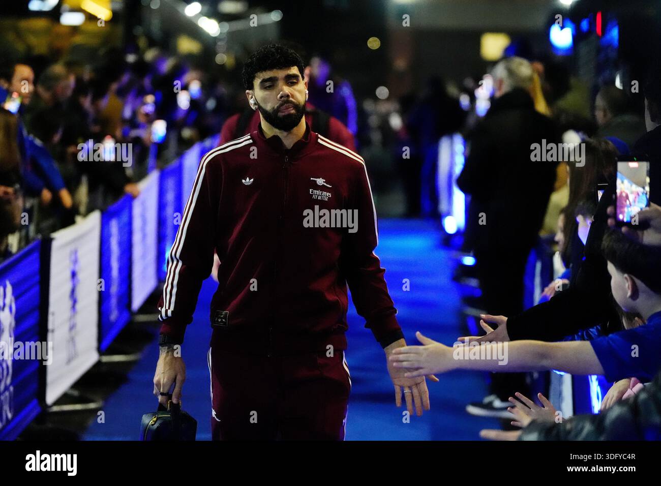 Arsenal goalkeeper David Raya arrives ahead of the Carabao Cup semi ...