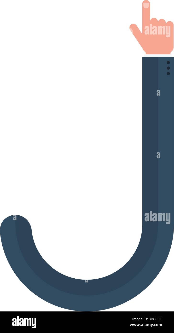 J With Rounded Edges Curved graphic line shaped like a business hand pointing, forming the ...