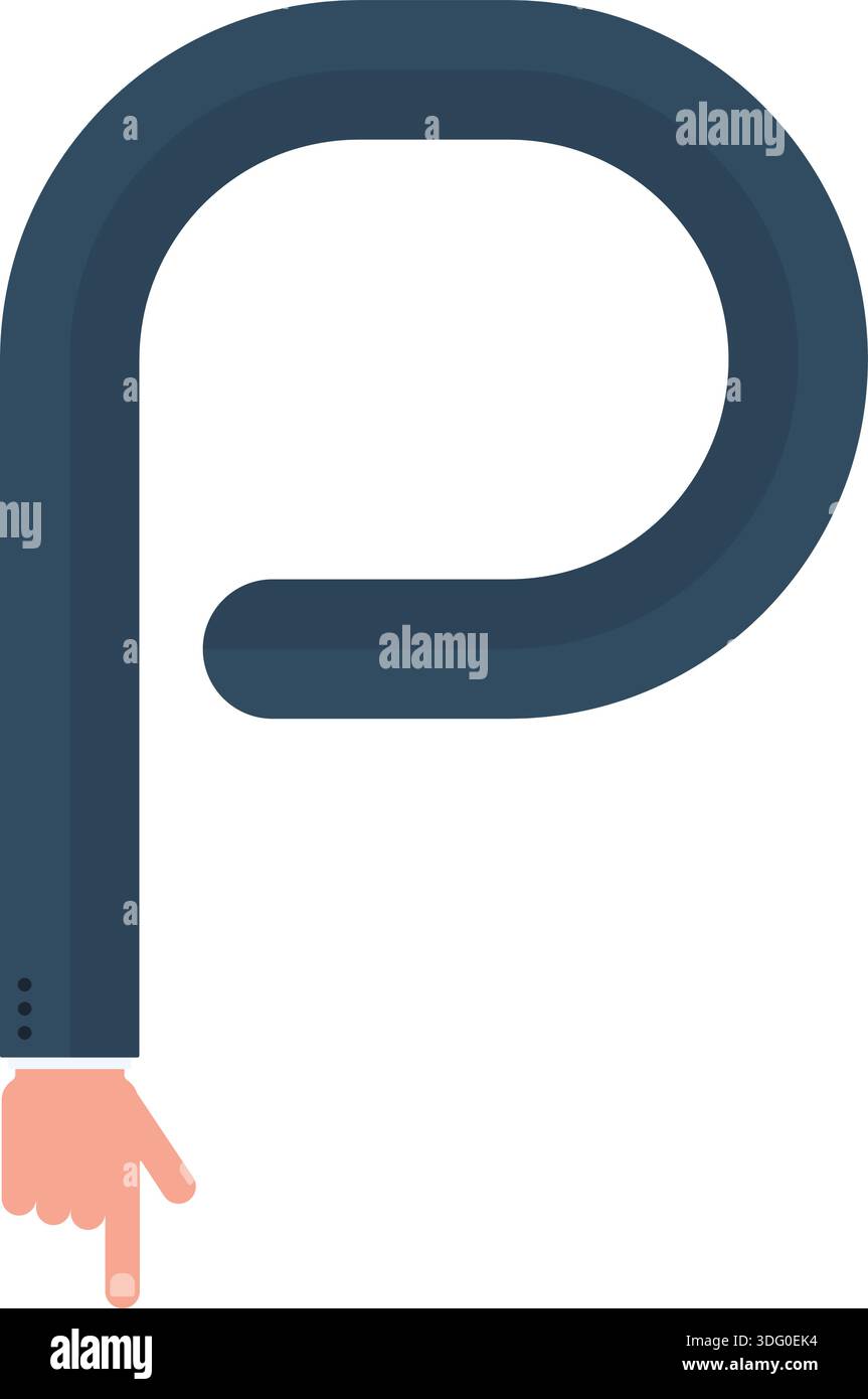 Hand Making P Curved graphic line shaped like a business hand pointing, forming the ...