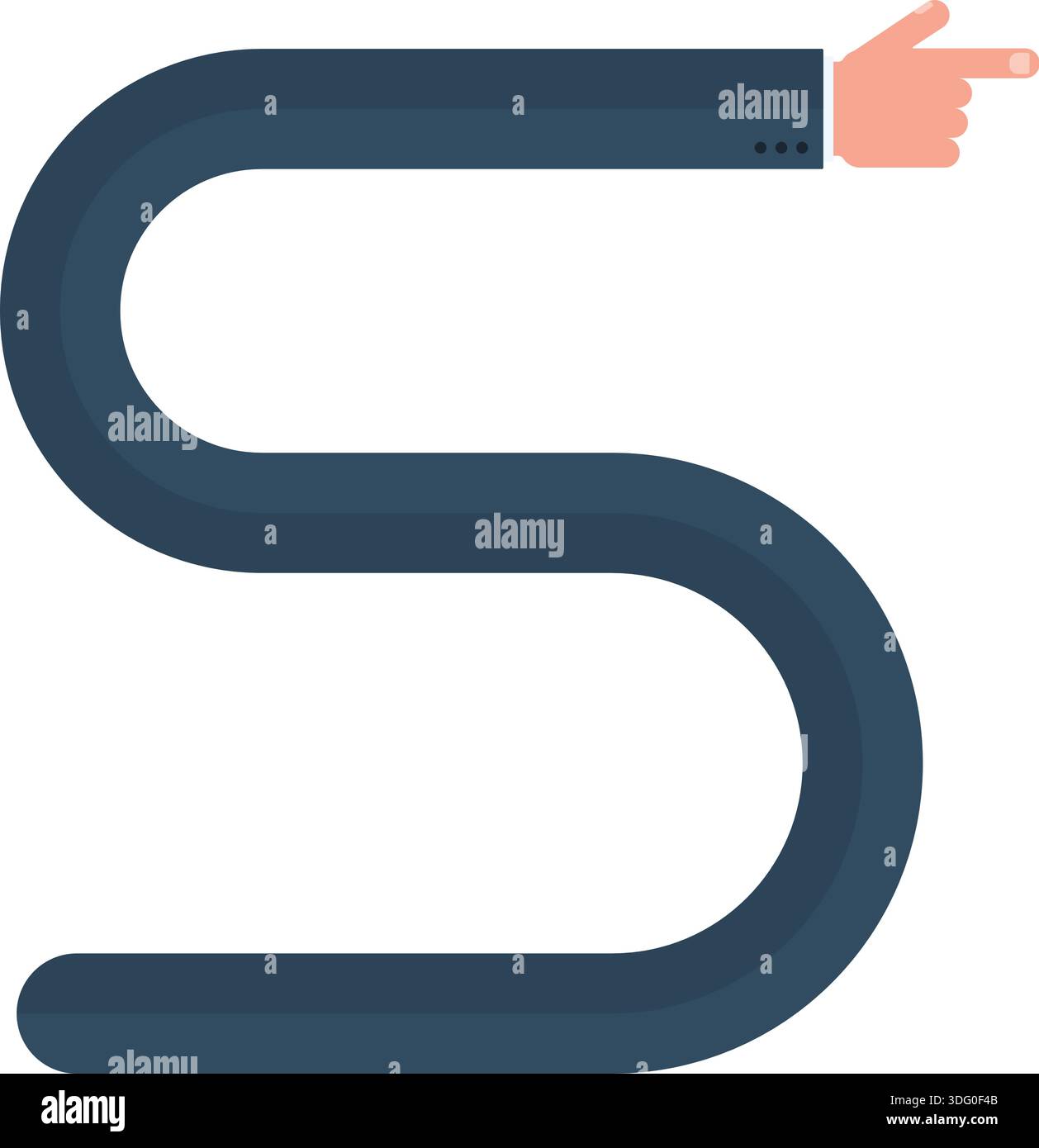 Curved graphic line shaped like a business hand pointing, forming the ...