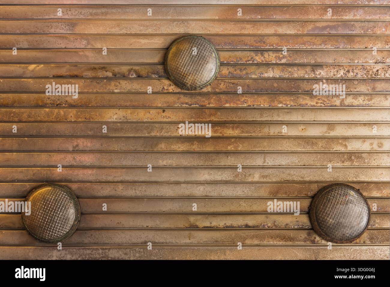 Rusty Triple Background texture of corrugated rusty metal ceiling equipped with ...
