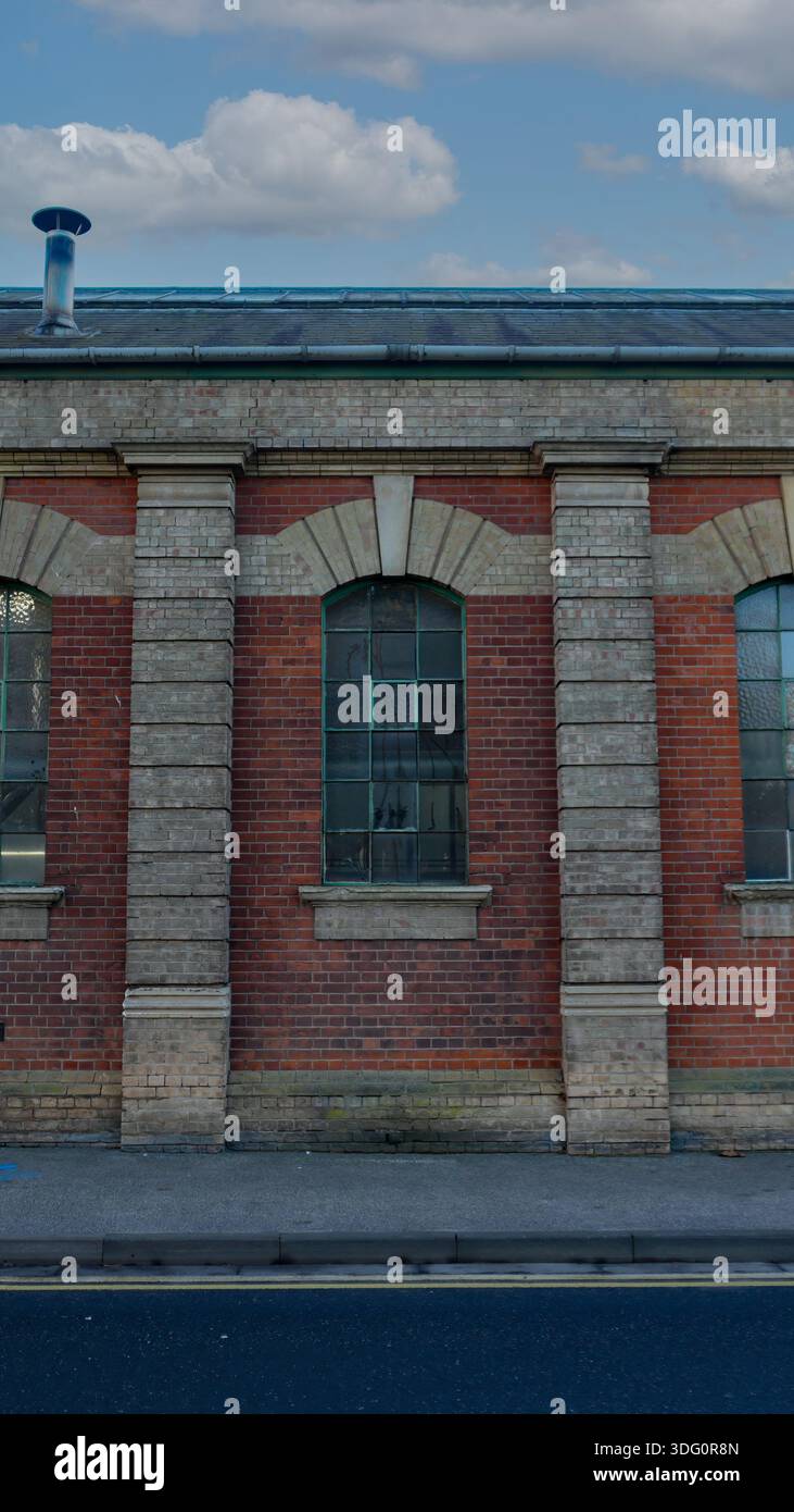 A 9:16 Portrait image of the bus depot on Constantine Road in Ipswich, Suffolk, UK - Stock Image