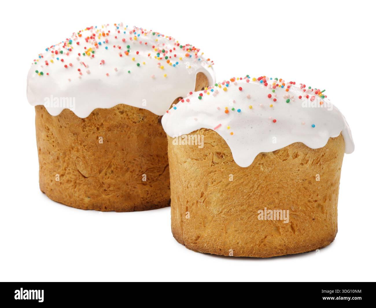 Two delicious Easter cakes isolated on white Stock Photo