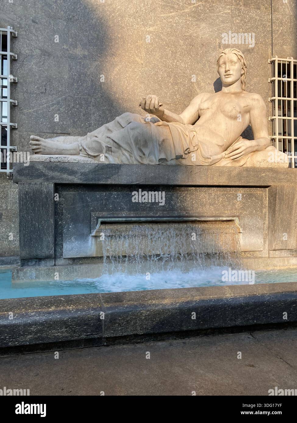 Italy, Piedmont, Turin, Piazza C.L.N. Square, Fontana della Dora Riparia, Dora Riparia Fountain by Umberto Baglioni date 1939 Stock Photo