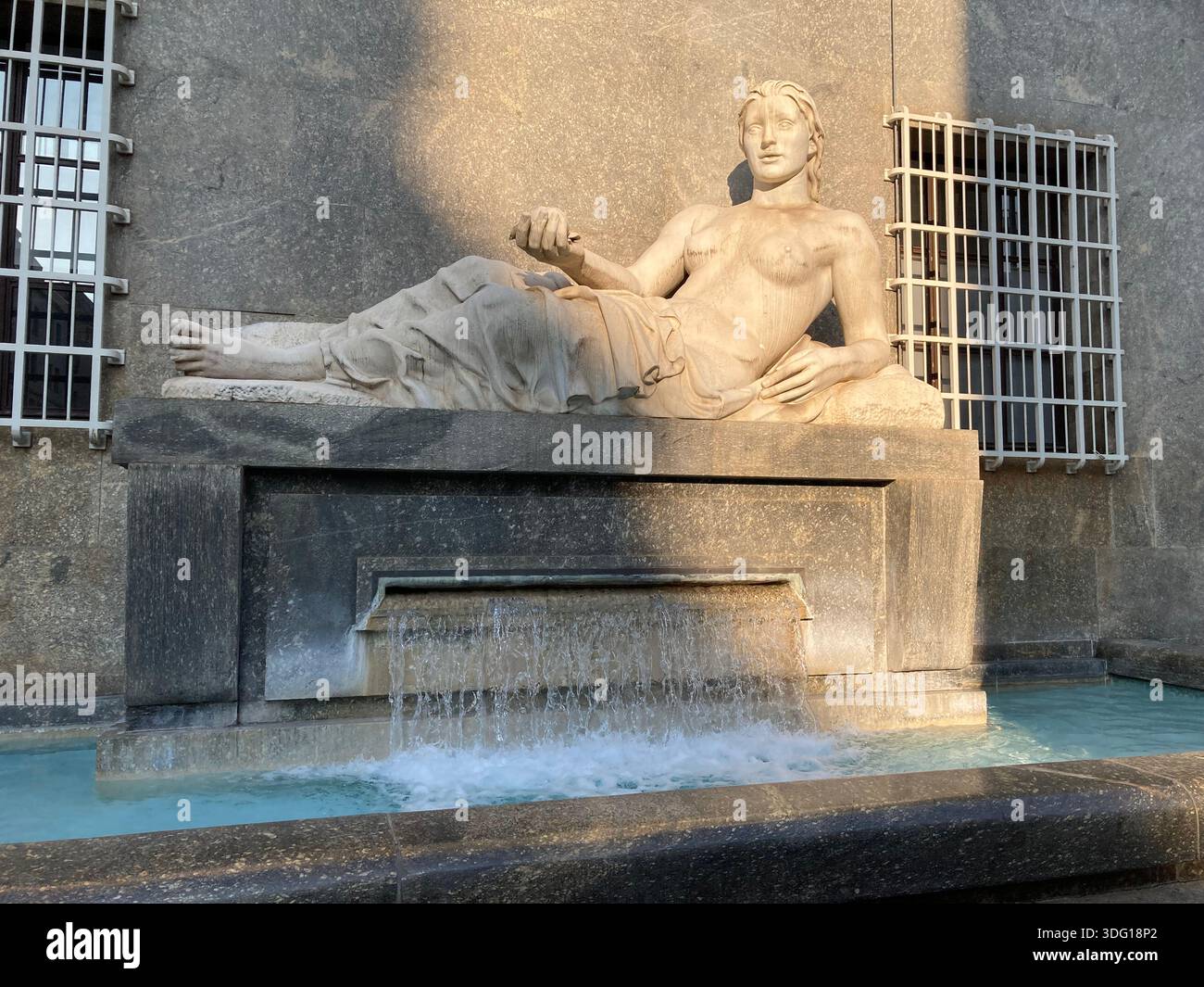 Italy, Piedmont, Turin, Piazza C.L.N. Square, Fontana della Dora Riparia, Dora Riparia Fountain by Umberto Baglioni date 1939 Stock Photo