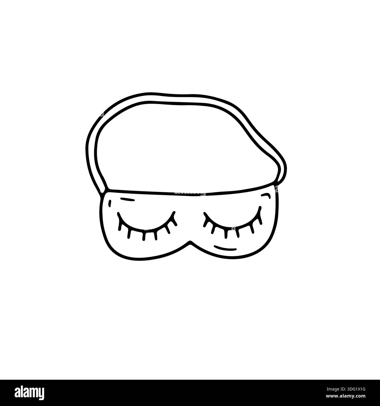 Hand drawn black and white doodle sleep mask icon Stock Vector Image ...