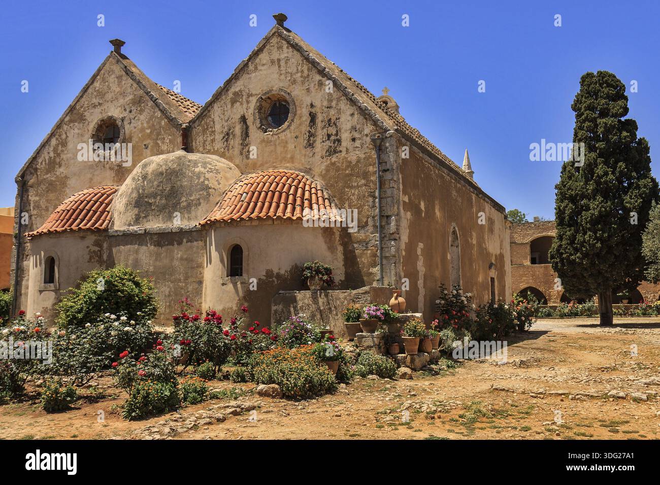 Rose Garden Arkadi Monestry Crete Stock Photo - Alamy