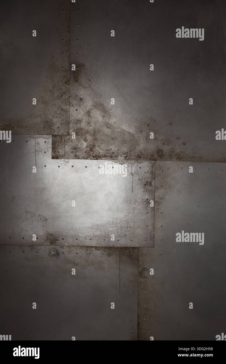 Grunge metal background with rivets and paint drips Stock Photo - Alamy
