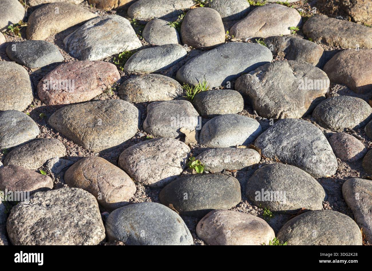 Old paved roadway as background closeup Stock Photo