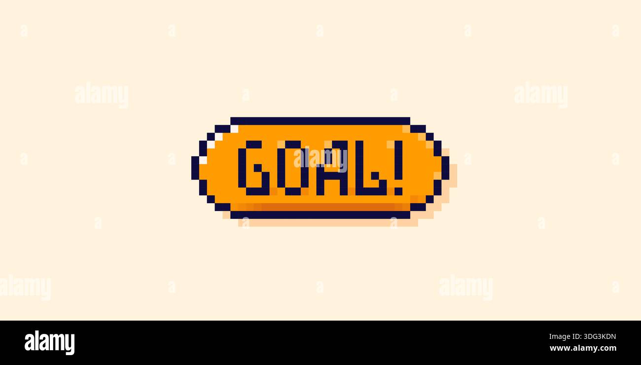 Pixel art orange speech bubble Goal. Stock Vector