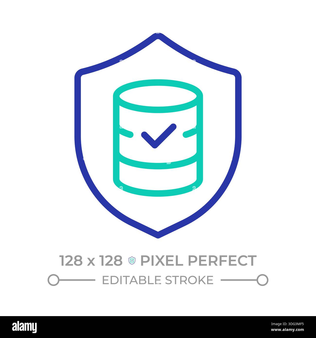 Database security pixel perfect two color line icon Stock Vector