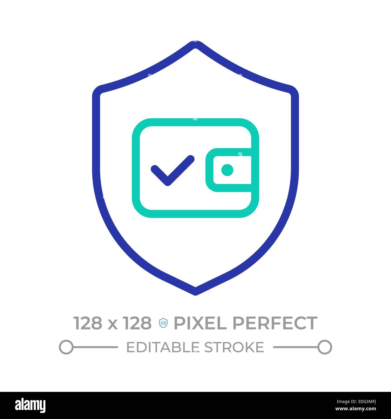 Secure payment pixel perfect two color line icon Stock Vector