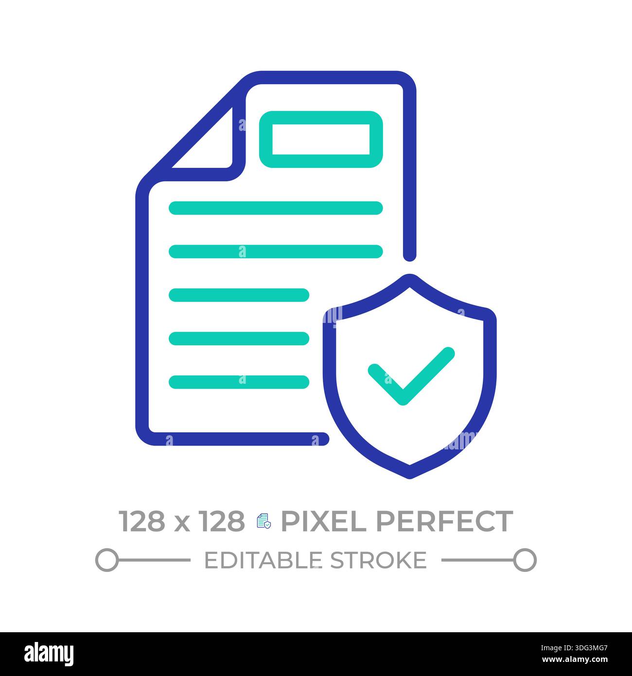 File security pixel perfect two color line icon Stock Vector