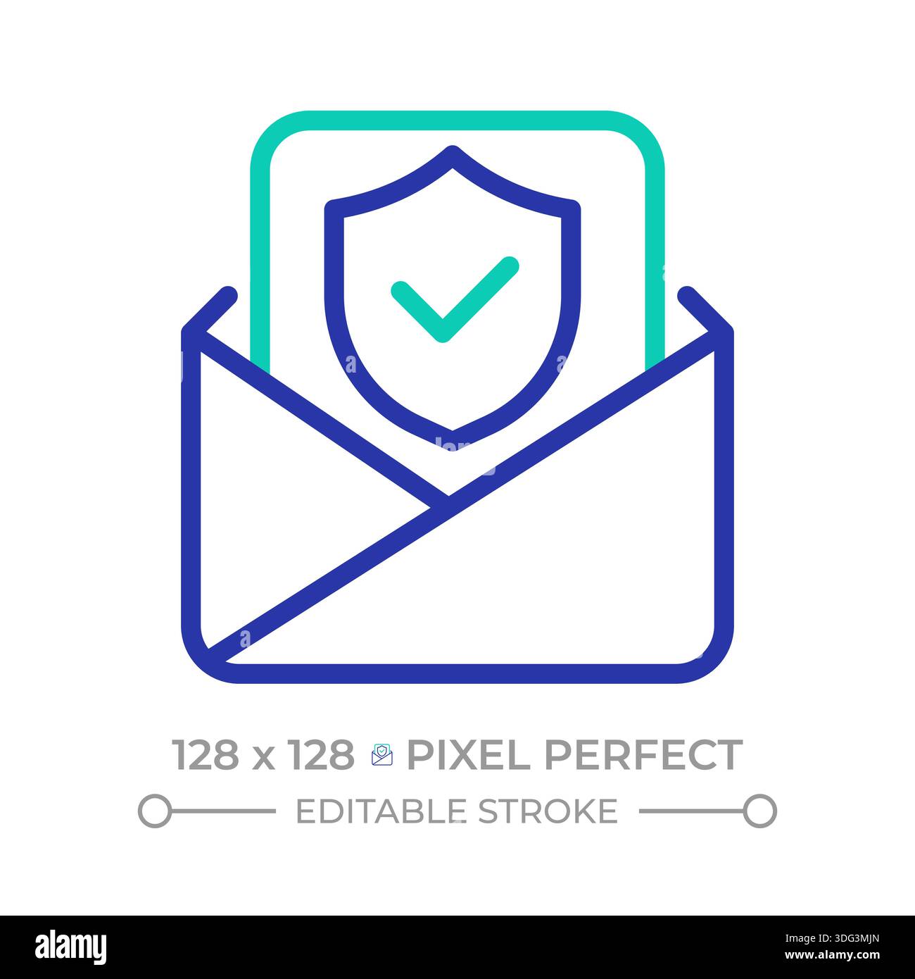 Email security pixel perfect two color line icon Stock Vector