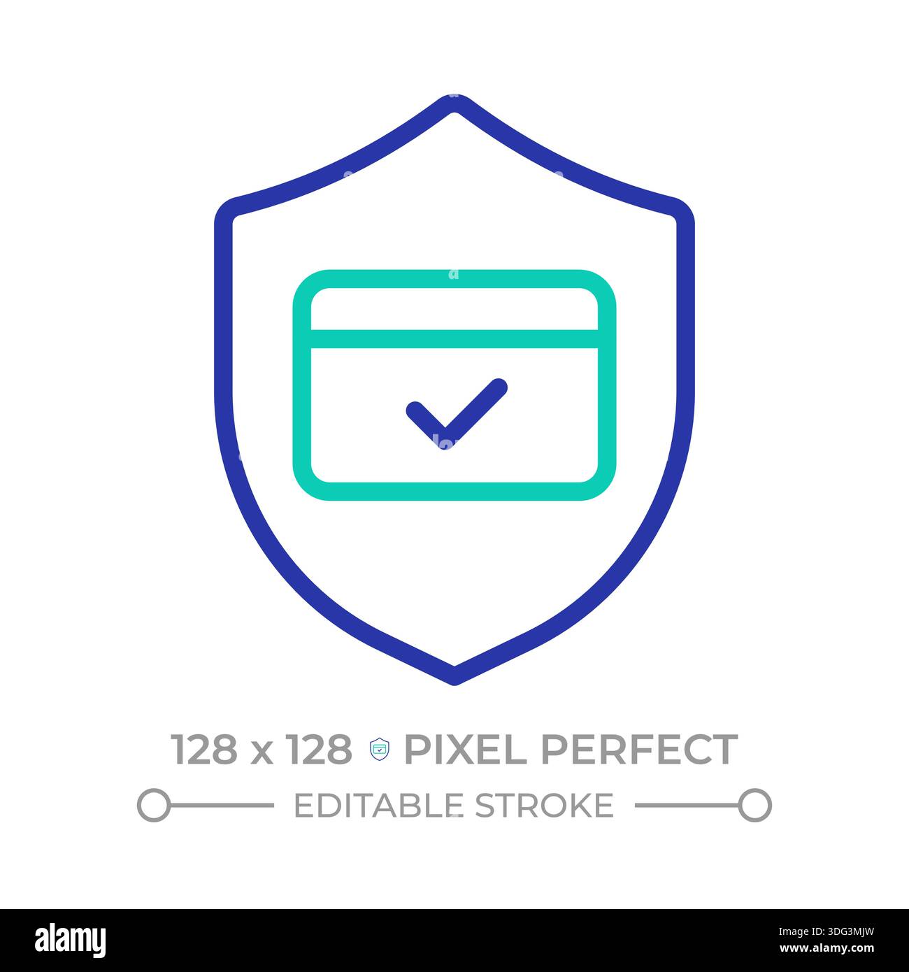 Secure payment pixel perfect two color line icon Stock Vector