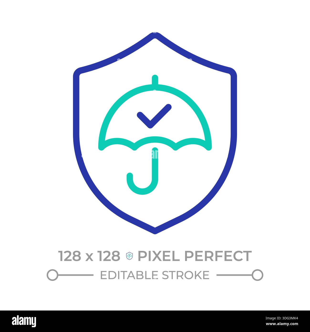 Verified security pixel perfect two color line icon Stock Vector