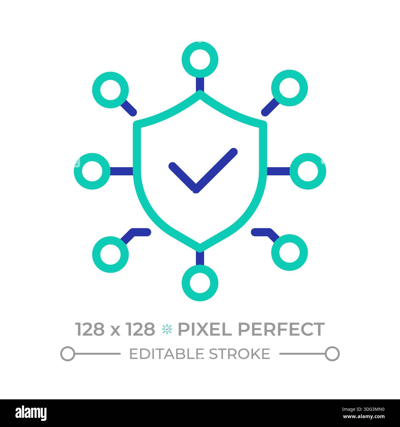 Data protection pixel perfect two color line icon Stock Vector