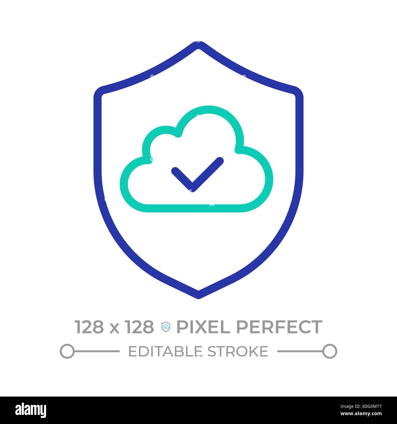 Secure cloud storage pixel perfect two color line icon Stock Vector