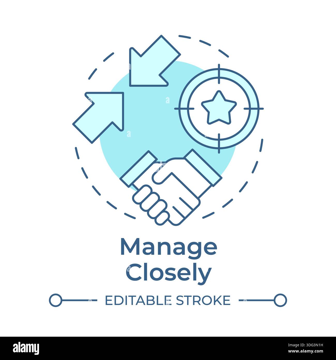 Manage closely soft blue concept icon Stock Vector