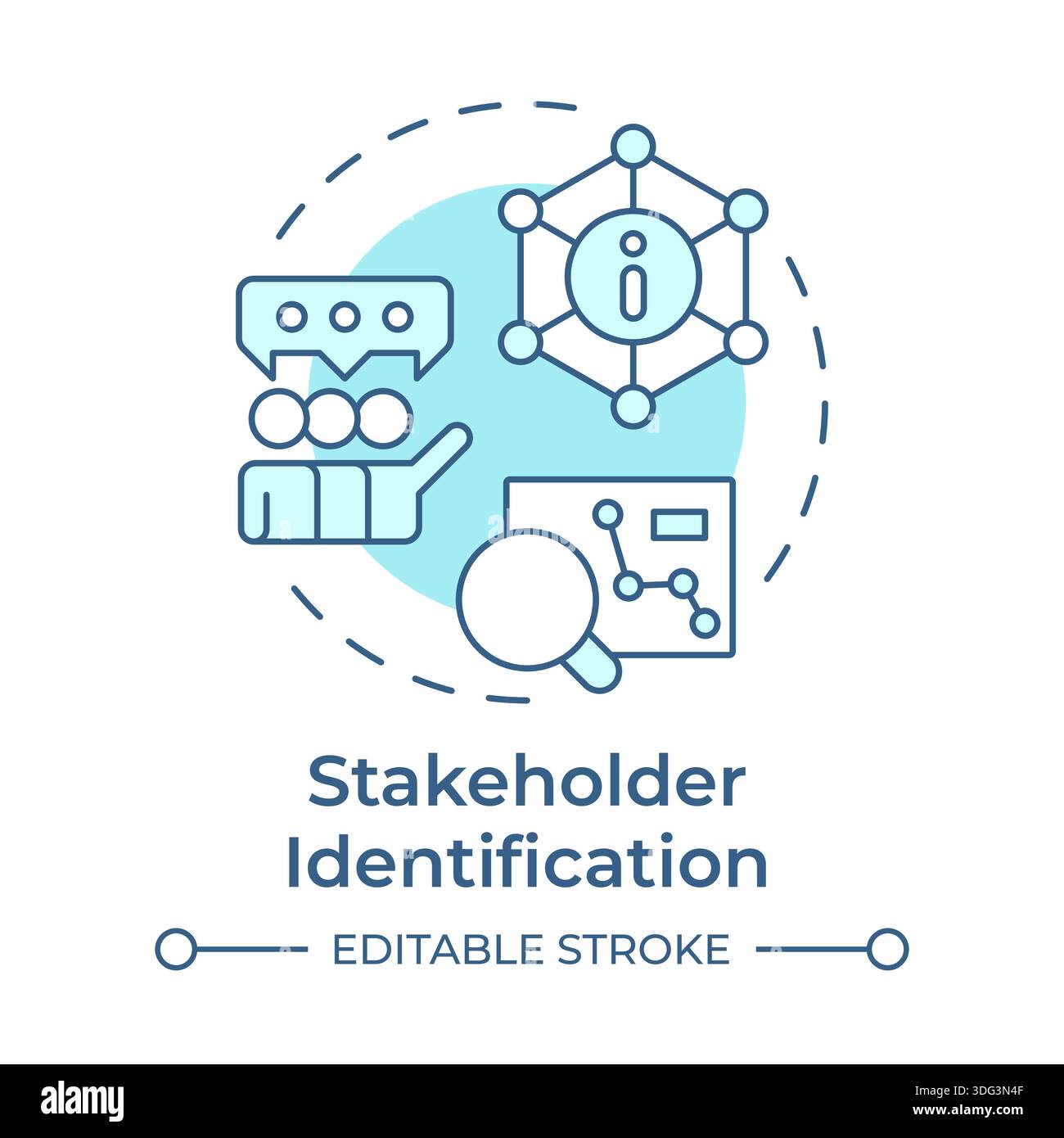 Stakeholder identification soft blue concept icon Stock Vector