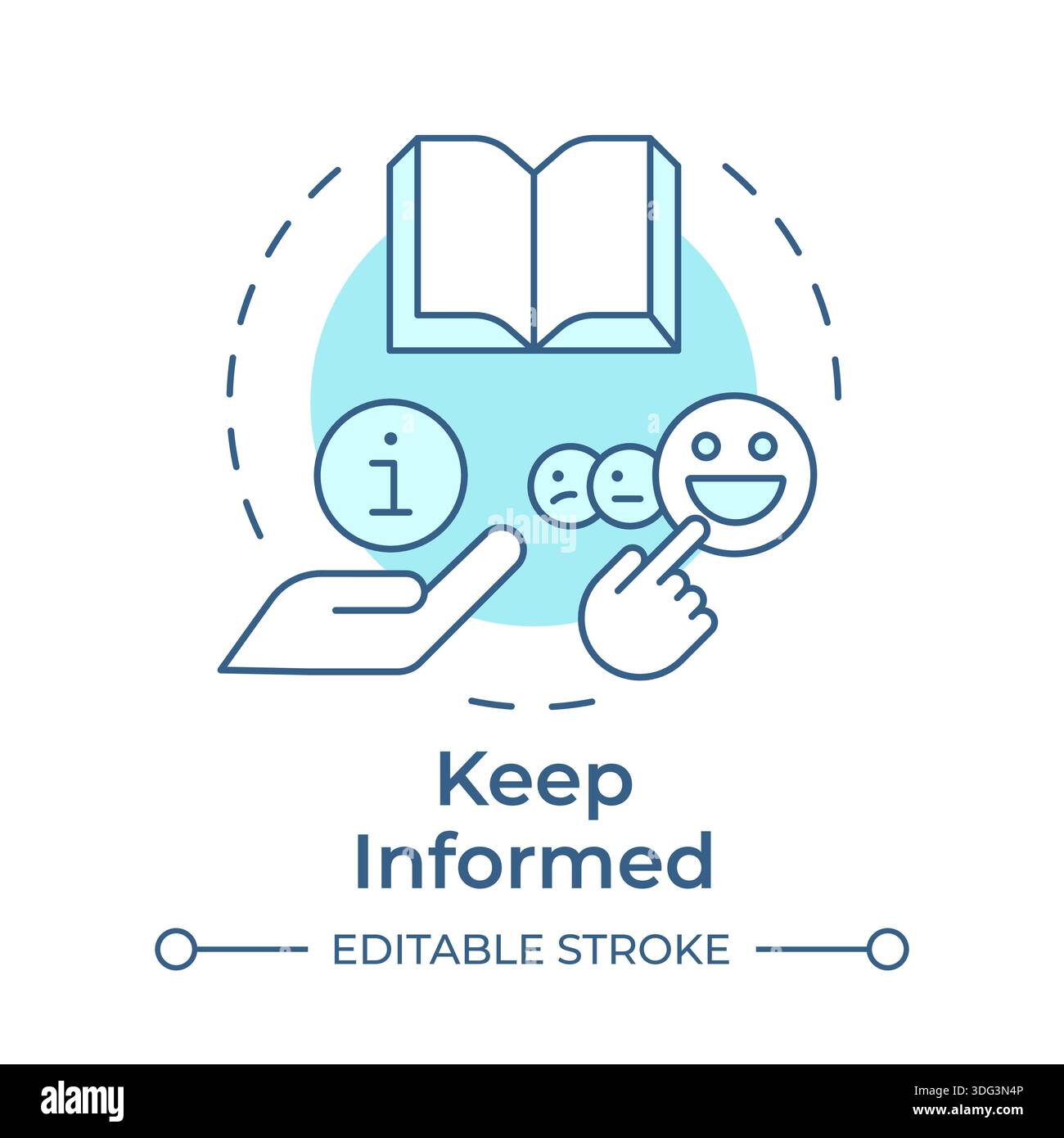 Keep informed soft blue concept icon Stock Vector