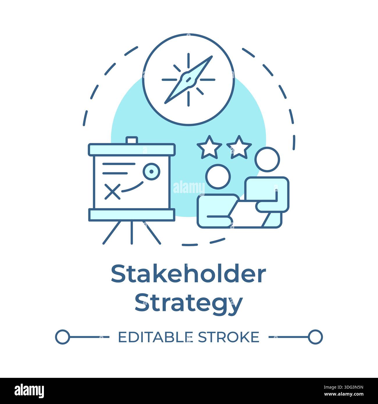 Stakeholder strategy soft blue concept icon Stock Vector