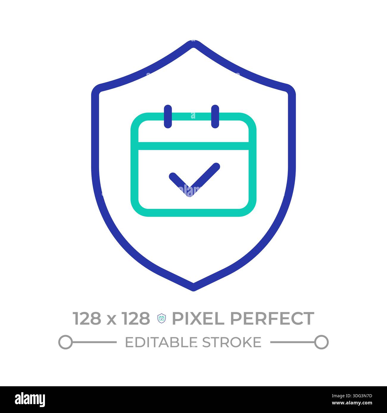 Secure scheduling pixel perfect two color line icon Stock Vector