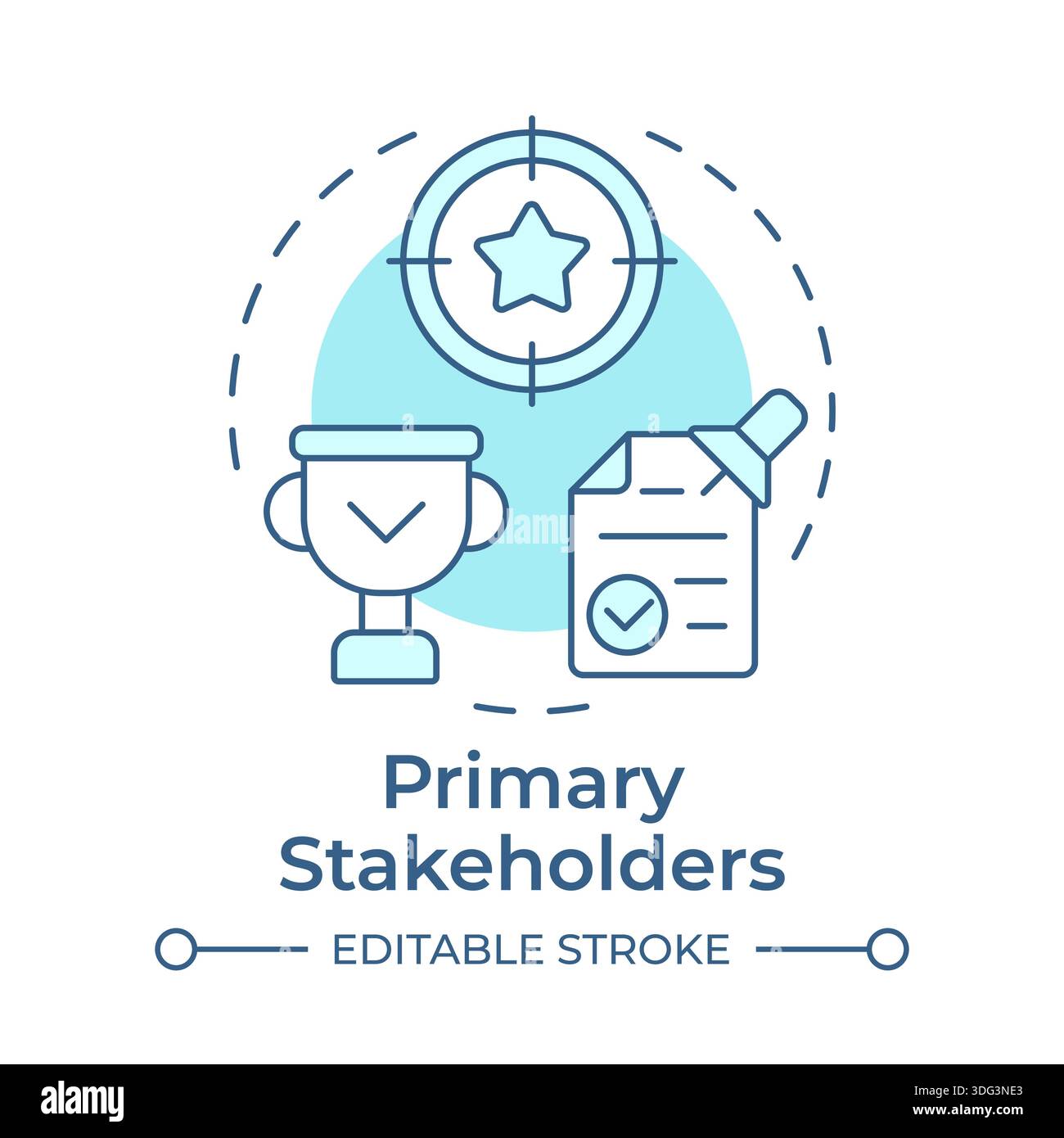 Primary stakeholders soft blue concept icon Stock Vector