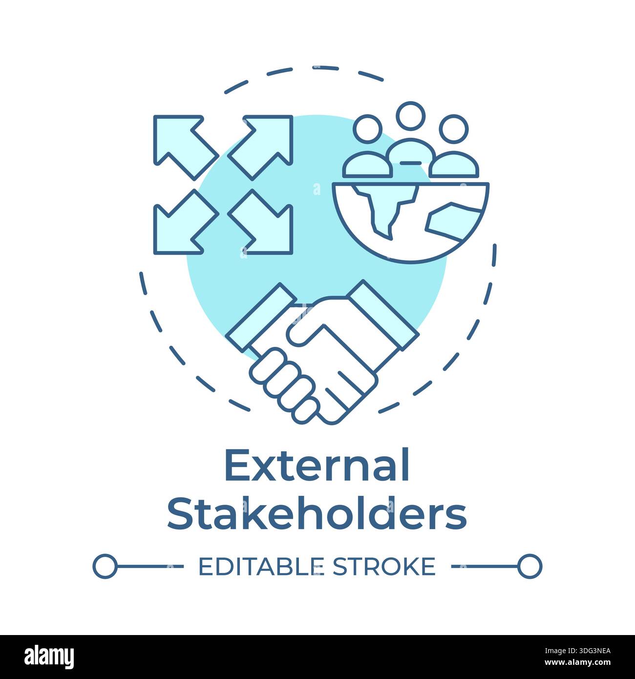 External stakeholders soft blue concept icon Stock Vector