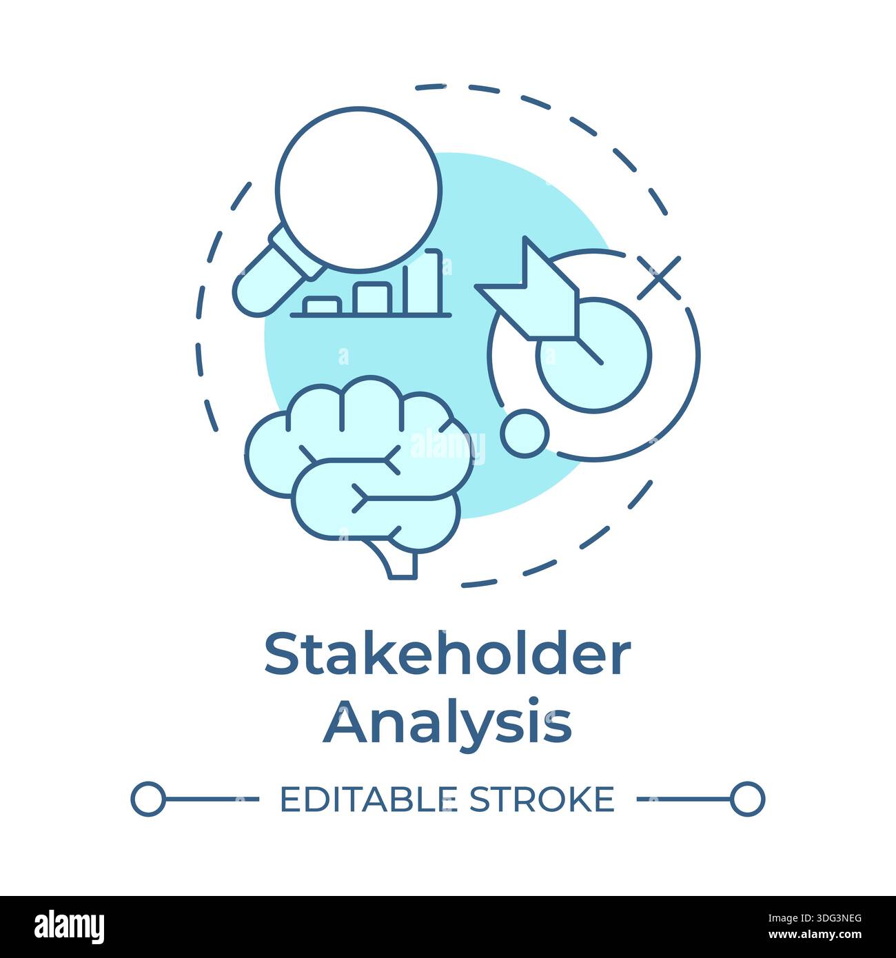 Stakeholder analysis soft blue concept icon Stock Vector
